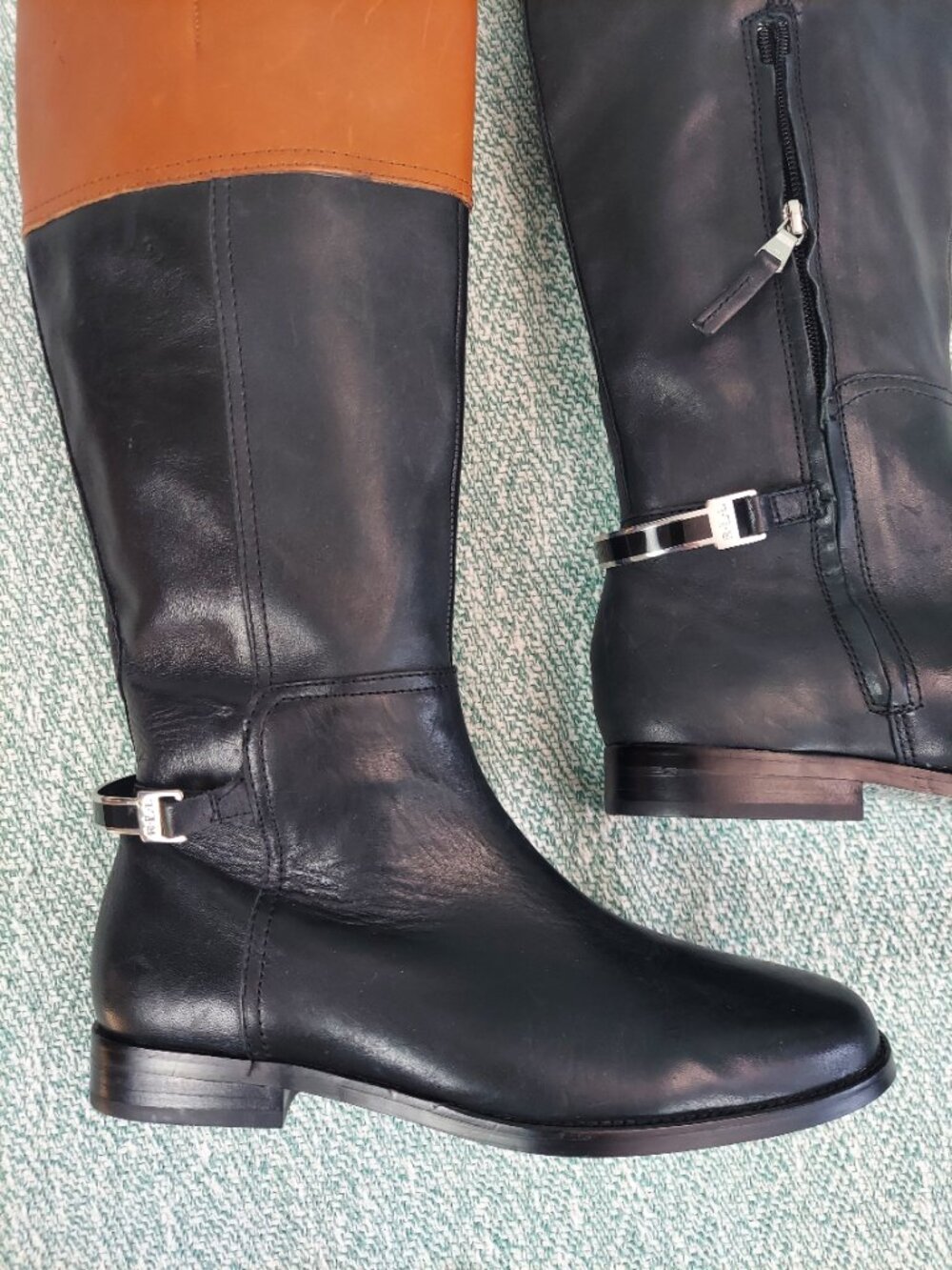 Lauren Ralph Lauren Berna Two-Tone Riding Boot · Size 8.5 · Black & Brown - Picture 16 of 16